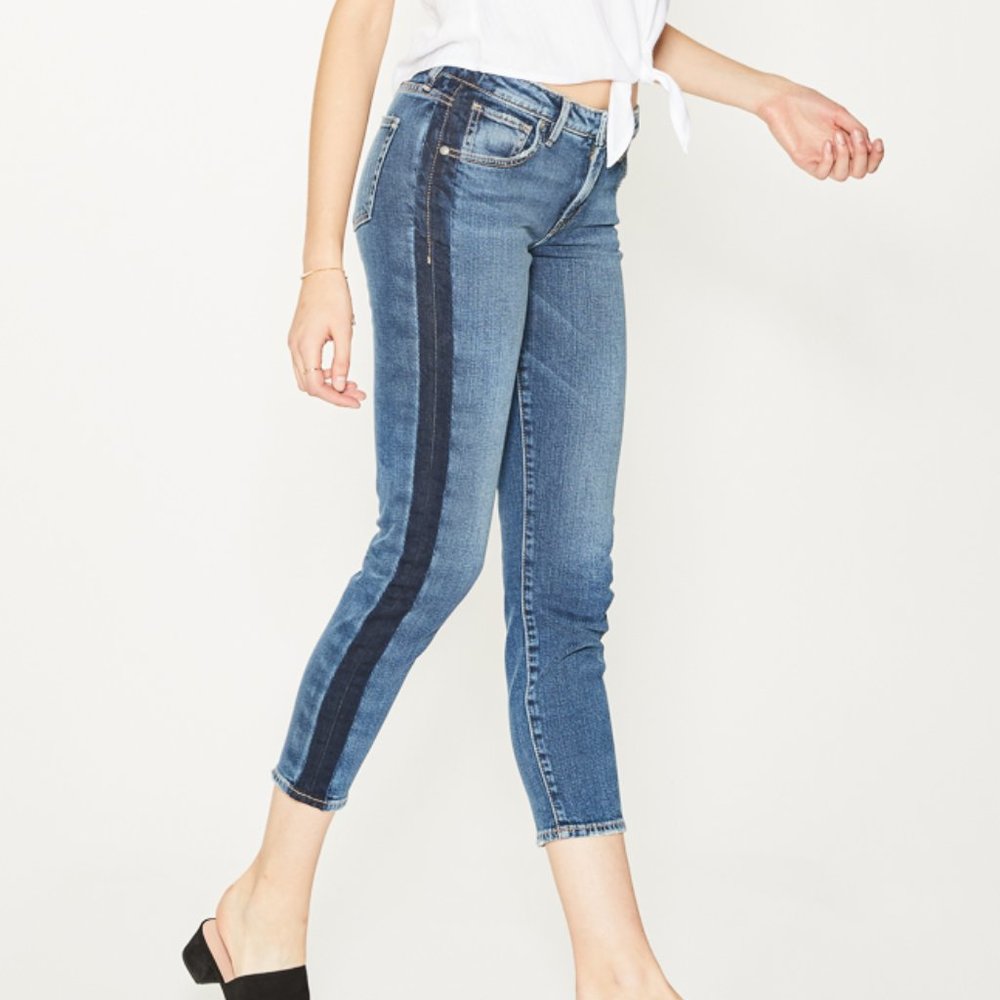 Silver Vintage Mid-rise Ankle Slim Jeans